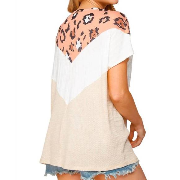 NEW HAPTICS chevron short sleeve top in multi - Picture 3 of 3